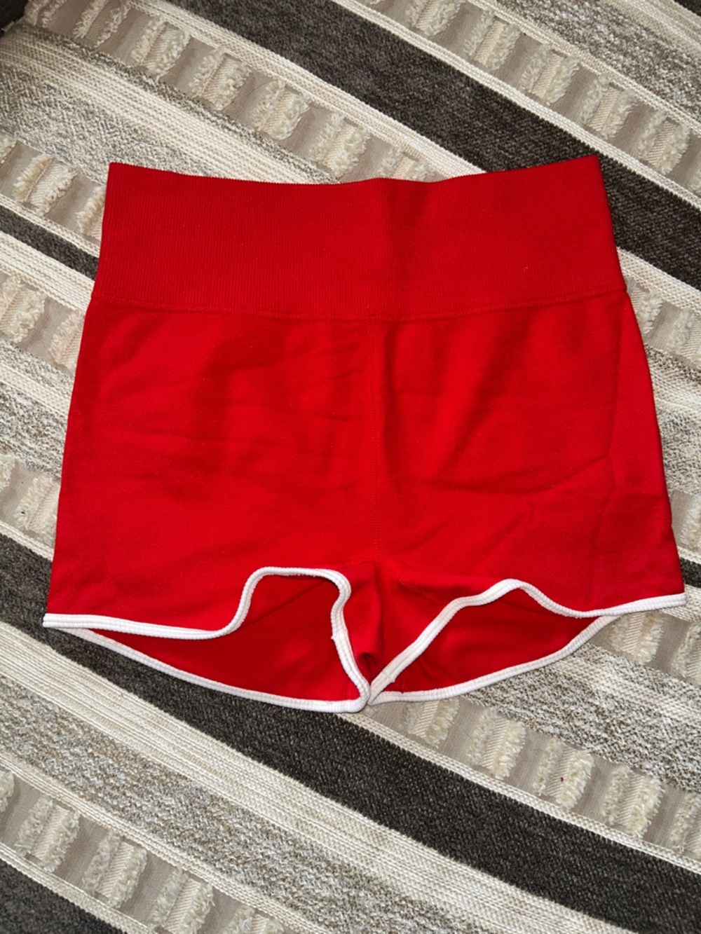 Wild Fable Red High-Waist Athletic/biker shorts with White Trim